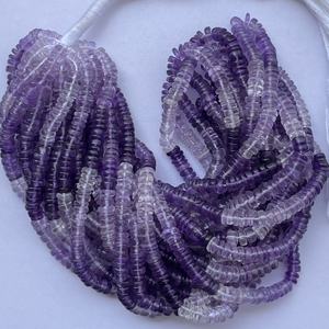 Cuentas Heishi Lisas de Amatista Natural Ombre de 4mm y 6mm, Hilo de Piedras Semipreciosas para Fabricación de Joyas, Distribuidor Regular en Línea - Product Image 3