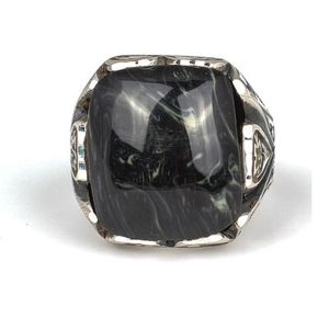 925 Sterling Silver Rectangular Men's <b>Ring</b> with Bezel Setting Pressed <b>Amber</b> Stone Gift - Product Image 3