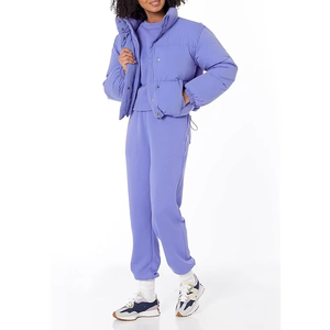 Manteau à capuche léger respirant résistant à l'eau pour femmes Veste bouffante à fermeture éclair avec remplissage en coton disponible grande taille - Product Image 4