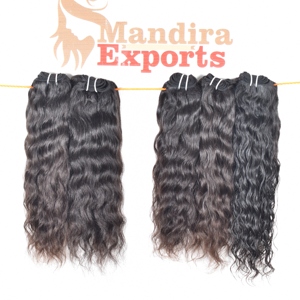 Máquina de cabello humano ondulado alineado con cutícula sin procesar 100%, extensiones de cabello humano de templo virgen indio de onda profunda de doble trama - Product Image 2
