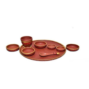 Handcrafted Terracotta Eco-Friendly Reusable Portable Large Dinner Set with Handpainted Design - Product Image 1