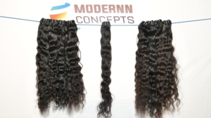 Extensiones de cabello humano de templo indio ondulado negro alineado con cutícula virgen 100%, Natural rizo de alta calidad, onda profunda suelta, Super onda - Product Image 5