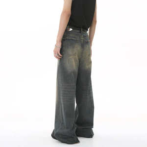 Custom Streetwear <b>High</b> Quality Light Wash Lightweight Casual Mid <b>Waist</b> <b>Men</b> Straight Baggy <b>Jeans</b> 100% Cotton Summer - Product Image 2