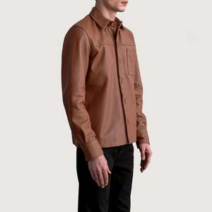 Camisa de Cuero Marrón Mate para Hombre, Cómoda y Elegante - Product Image 2