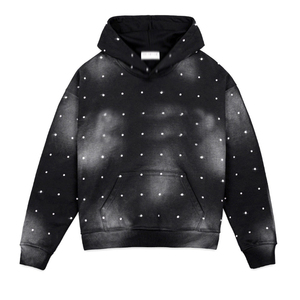 Sudadera con Capucha para Hombre, Invierno, con Estampado Digital Personalizado, Diseño con Pedrería Negra y Hombros Caídos - Product Image 1