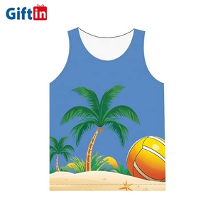 Custom Full Design <strong>Beach</strong> Volleyball Tank Top Breathable Anti-UV Anti-bacterial Sublimation Singlet <strong>Men's</strong> Sleeve <strong>Vest</strong> Wholesale - Product Image 1