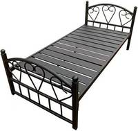 Lit simple en métal avec motif cœur décoratif, cadre de lit en fer pour chambre de location ou dortoir
