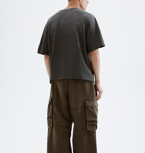 เสื้อยืดทรงหลวมไซส์ใหญ่พิเศษสำหรับผู้ชายเสื้อครอปไซส์ใหญ่พิเศษปักโลโก้ตามสั่งสไตล์สตรีทแวร์ - Product Image 2