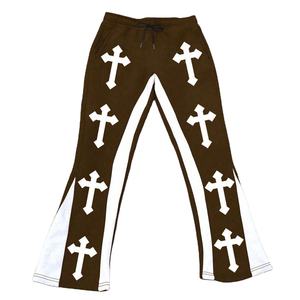 Pantalons de survêtement évasés en coton lourd pour hommes, personnalisés OEM, impression sérigraphique, pantalons de survêtement droits de haute qualité pour hommes - Product Image 2