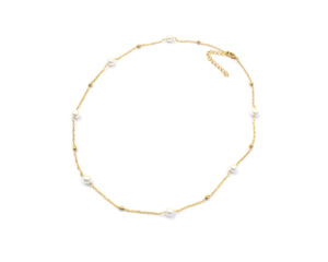 Belle perle remplie d'or 18K avec des perles en laiton fait à la main cadeau à la mode pour son collier de chaîne de perles - Product Image 4