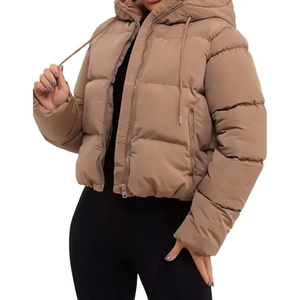 Dernier logo personnalisé S-6XL en gros veste chaude légère à capuche hiver bouffant rempli coton vestes manteau pour femmes 2025 - Product Image 3