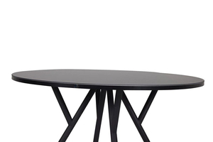 Modern Round Black <b>Dining</b> <b>Table</b> with Cross Metal Legs - Minimalist Circular Kitchen <b>Table</b> for Cafe & Home - Nordic Style Bistro - Product Image 4