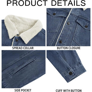 Chaqueta vaquera para hombre con forro Sherpa para la máxima comodidad, chaqueta para ropa informal y fresca, chaqueta de otoño elegante - Product Image 4