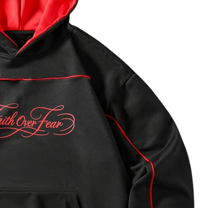 Sudadera con Capucha para Hombre, 100% Algodón, Talla Grande, Negra, Manga Larga, Estampado Gráfico, Ribete en Contraste, Bolsillo Canguro, Estilo Casual Urbano - Product Image 4