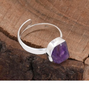 Anillo de amatista cruda Plata de Ley 925 Piedra púrpura natural Regalo para ella - Product Image 2