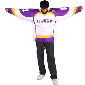Blaze Fight Wear Alta calidad CustomIce Hockey Jersey O-cuello Manga completa Formal Microfibra Diseño de punto Camisetas para hombres - Product Image 1
