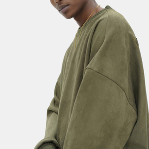 100% algodón liso grueso de alta calidad de lana de gran tamaño con cuello redondo sudaderas con capucha para hombre Vintage lavado ácido sudadera pesada - Product Image 3