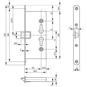 Galvanized 1125 PZW Fire-Resistant Mortise Lock DIN Left/Right 24/65/72/9mm Rounded BKS for <b>Door</b> & <b>Window</b> <b>Accessories</b> - Product Image 3