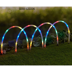 Set of 4 IP65 <b>Solar</b> LED Battery-Powered Small Arches <b>Garden</b> Pathway Stake <b>Lights</b> - Product Image 2