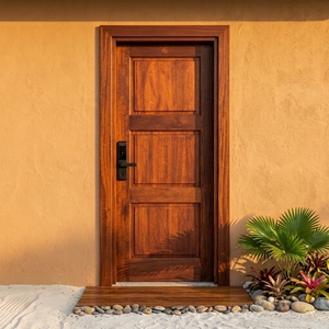 Porte en bois massif sur mesure, à une seule feuille, style japonais moderne, pour appartement, chambre, villa, entrée - Product Image 4