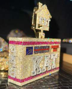 Féroce guerrier Portrait visage travail glace à la main incrusté Moissanite pendentif usine pendentif initial glacé bijoux - Product Image 2