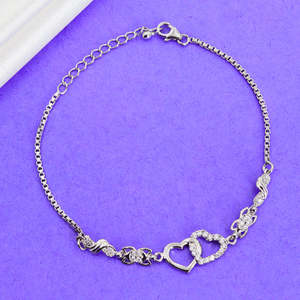Zarkan 925 <b>Silver</b> Classic Link Heart Charm <b>Bracelet</b> Trendy Number Shaped <b>Cuff</b> for Wedding or Party - Product Image 2