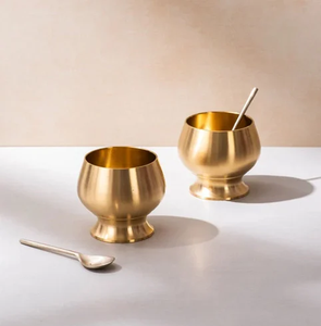 Stainless Steel <b>Ice</b> <b>Cream</b> Bowl With Copper Hammered Coating Design and Brass Base <b>Ice</b> <b>Cream</b> Spoon - Product Image 2