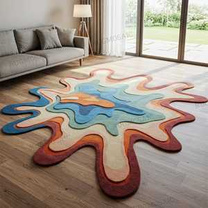 พรมทอมือขนสัตว์หลากสี นุ่ม สไตล์โมเดิร์น สำหรับห้องนอน ห้องเด็ก - Product Image 2