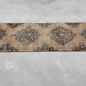 2.6x9.3 ft Turkish Rug, Vintage Runner Rug, <b>Brown</b> Patchwork <b>Wool</b> Rug - Product Image 4