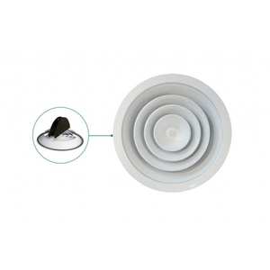 Difusor de Aire Acondicionado Circular Tecnosystemi, Conos Fijos de Aluminio con Regulador de Flujo Tipo Mariposa y Rejillas y Collares - Product Image 1