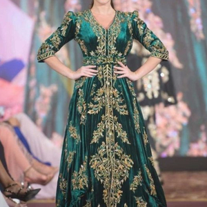 ELEGANT & BEAUTIFUL CAFTAN DRESS EMBROIDERY OF DABKA, CRYSTAL GLASS BEADS,GLASS STONE WORK FOR WEDDING @ 2022 - Product Image 1