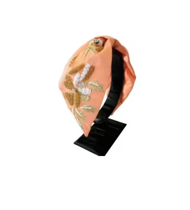 ที่คาดผมสไตล์ผูกปมปักด้วยมือสีพีชสุดพิเศษจากอินเดีย - Product Image 3