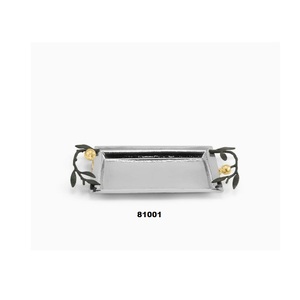 ถาดเสิร์ฟอาหารโลหะสีเงินพร้อมที่จับตกแต่งสำหรับห้องครัวโรงแรมร้านอาหาร - Product Image 1