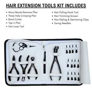 Custom Hair <b>Extension</b> Tools Kit with Tape-In Applicator <b>Micro</b> Crimping Plier Keratin Bond Cutter Remover Tool Hair Clips - Product Image 2