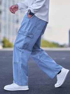 Pantalones vaqueros de mezclilla Cargo para hombre de moda, zapatillas de pierna recta regulares, bolsillos funcionales, informales, cómodos para todos los días, fiesta de Hip Hop duradera - Product Image 3