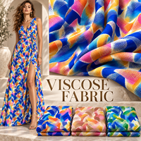Tissu en viscose 100% imprimé numériquement en gros, motifs personnalisés, textile en rayonne pour robe d'été