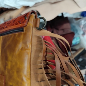 กระเป๋าเดินทางแบบมีซิปหนังวัวแท้หรูหราหนังแท้สไตล์ตะวันตกเป็นมิตรกับสิ่งแวดล้อม - Product Image 4