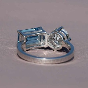 925 Sterling Silver <b>Two</b>-<b>Stone</b> <b>Ring</b> Brilliant Cut Lab Grown Zircon IGI Certified Enhanced VVS Clarity Fine Jewelry Women's Party - Product Image 4