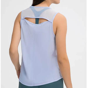 Camiseta sin mangas sin costuras de secado rápido de alta calidad transpirable recortada para mujer, camiseta sin mangas informal lisa en blanco liso para mujer - Product Image 2