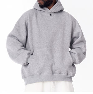 Mens Oversized Loose Fit Hoodie 100% Cotton Winter Warm <b>Thick</b> <b>Fleece</b> Applique Custom Print Embroidery Pocket Wholesale - Product Image 5