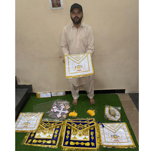 Tablier rond maçonnique Master Mason, régalia artisanale avec soleil, lune et piliers, tablier de pasteur de l'arche royale, haute qualité 2026 - Product Image 5