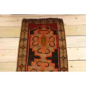 Tapis de 1,7 x 3,2 pieds, tapis turc vintage, tapis ombré rouge-brun - Product Image 3