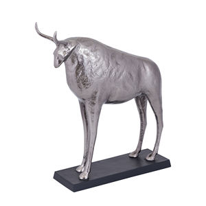Escultura elegante personalizada de aluminio níquel Metal Bull para gran oferta hogar sala de estar decorativa y decoración de mesa de oficina - Product Image 5