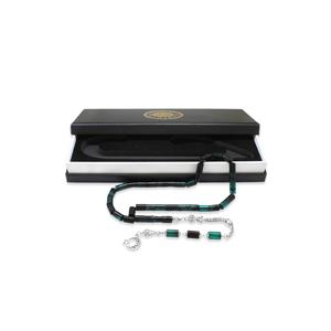 Taglio rosario ambra fuoco verde-nero a benzina con nappe metalliche resistenti alla nanna - Product Image 3