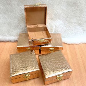 Boîte de rangement écologique en tissu cuir 100% fait à la main avec serrure organisateur poignée pivotante en Bronze pour mariage et faveur de retour - Product Image 1