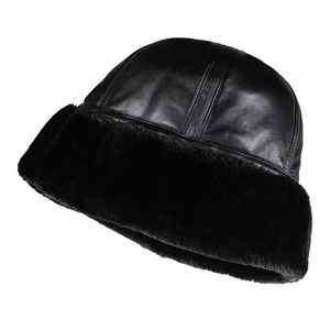 Gorro de lana de piel de oveja auténtica Unisex cosido a mano de alta calidad invierno cálido grueso suave Casual ajustable - Product Image 2