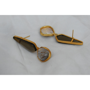 Boucles d'oreilles en laiton pour filles et femmes, créoles en pierre plaquée or faites à la main, nouvelle collection, tendance, vente en gros - Product Image 6