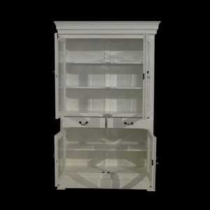 Elegant Kitchen Cabinet White <b>Bookcase</b> with Premium Mahogany Glass Doors, Suitable for Living Room and Bedroom and Dining Room - Product Image 3