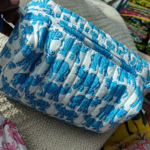 Sky Blue Bohemian Mandala Print Handmade Cotton External Frame Bag Cute Hand <b>Block</b> Printed Pouch Unisex for Cosmetics - Product Image 2