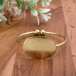 Brazalete minimalista de oro moderno hecho a mano para pulsera para mujer, brazalete de placa redonda Simple, regalo de joyería de moda ajustable - Product Image 2
